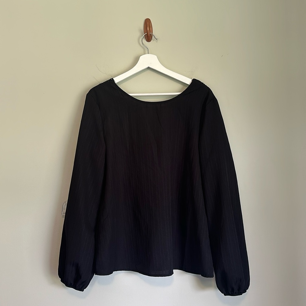 Black long sleeve drop shoulder blouse